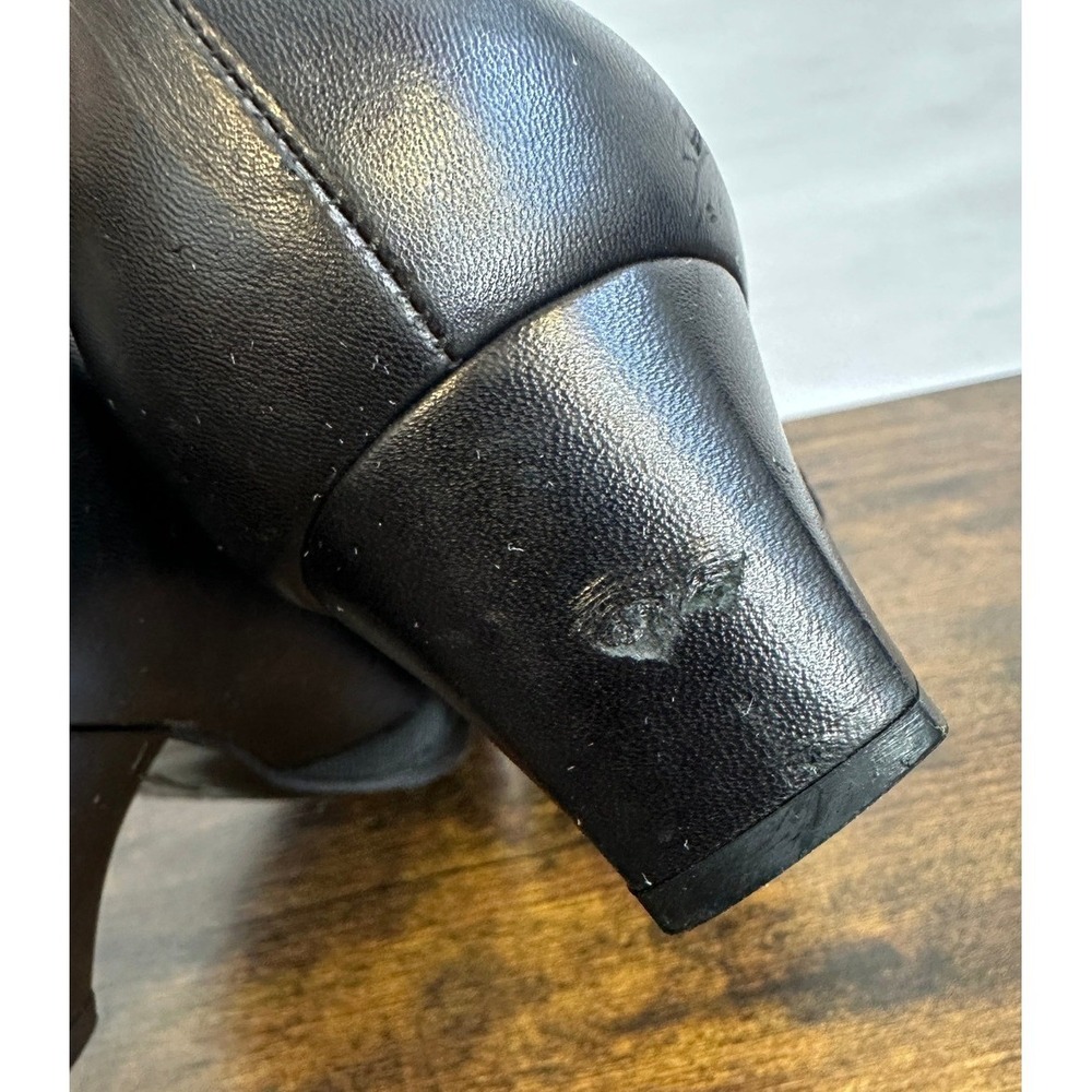Salvatore Ferragamo Boutique Black Leather Square Toe Block Heel Pumps 6 B Italy - Picture 6 of 16